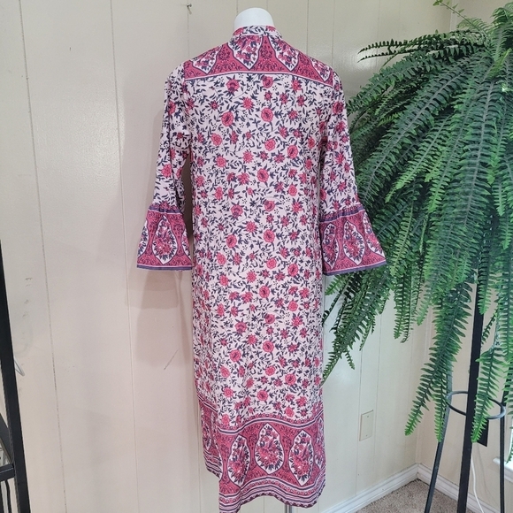 Mislook Dress Boho Pink Floral Button Front Shirt Dress Women Sz M Casual Tunic - Picture 4 of 14